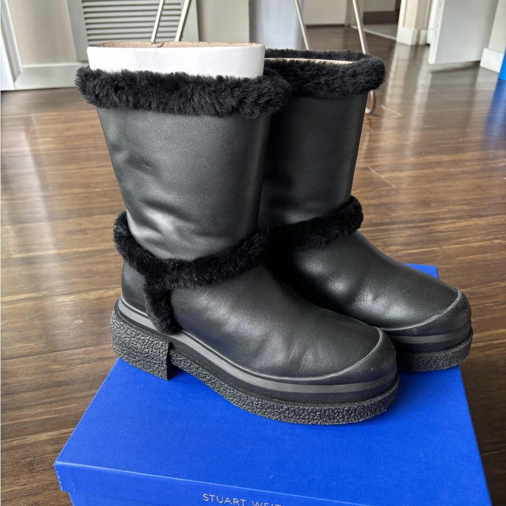 Stuart Weitzman Leather Fur Winter Boots